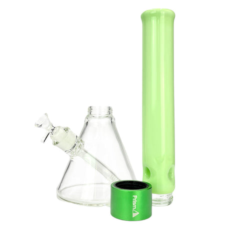 Prism HALO Tall Beaker Single Stack in green with clear glass bowl and downstem, front view