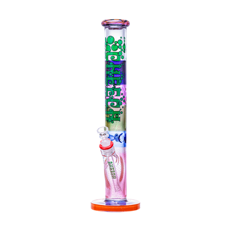 Cheech Glass 17" Multi-Color Straight Tube Bong Front View with Glass Bowl