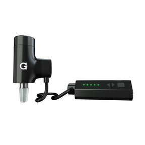 Black GPen Hyer Vaporizer by Grenco Science with LED indicators on side view