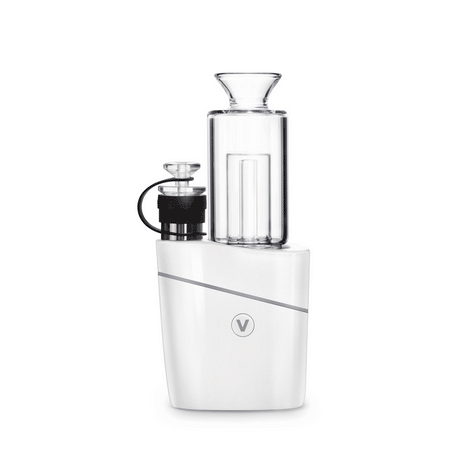 VLAB HALO Portable Vaporizer Kit in white with glass attachment - Front View