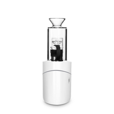 VLAB HALO Portable Vaporizer Kit in White - Front View with Clear Glass Chamber