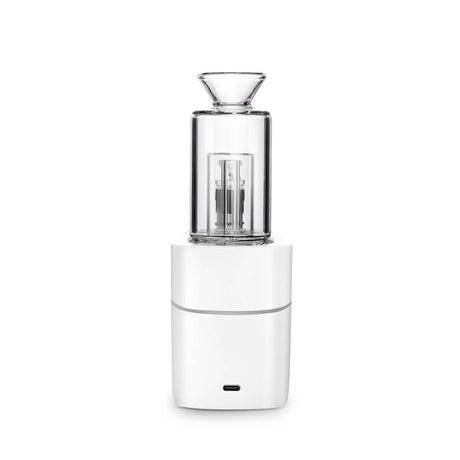 VLAB HALO Portable Vaporizer Kit in White - Front View with Transparent Chamber
