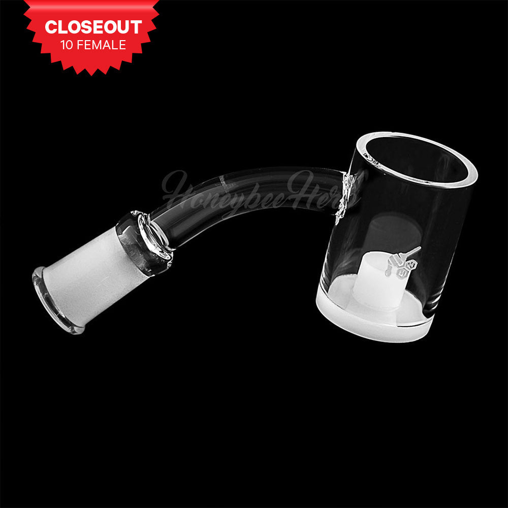 Honey & Milk Core Reactor Quartz Banger 45° Degree, 10mm Female Joint on Black Background