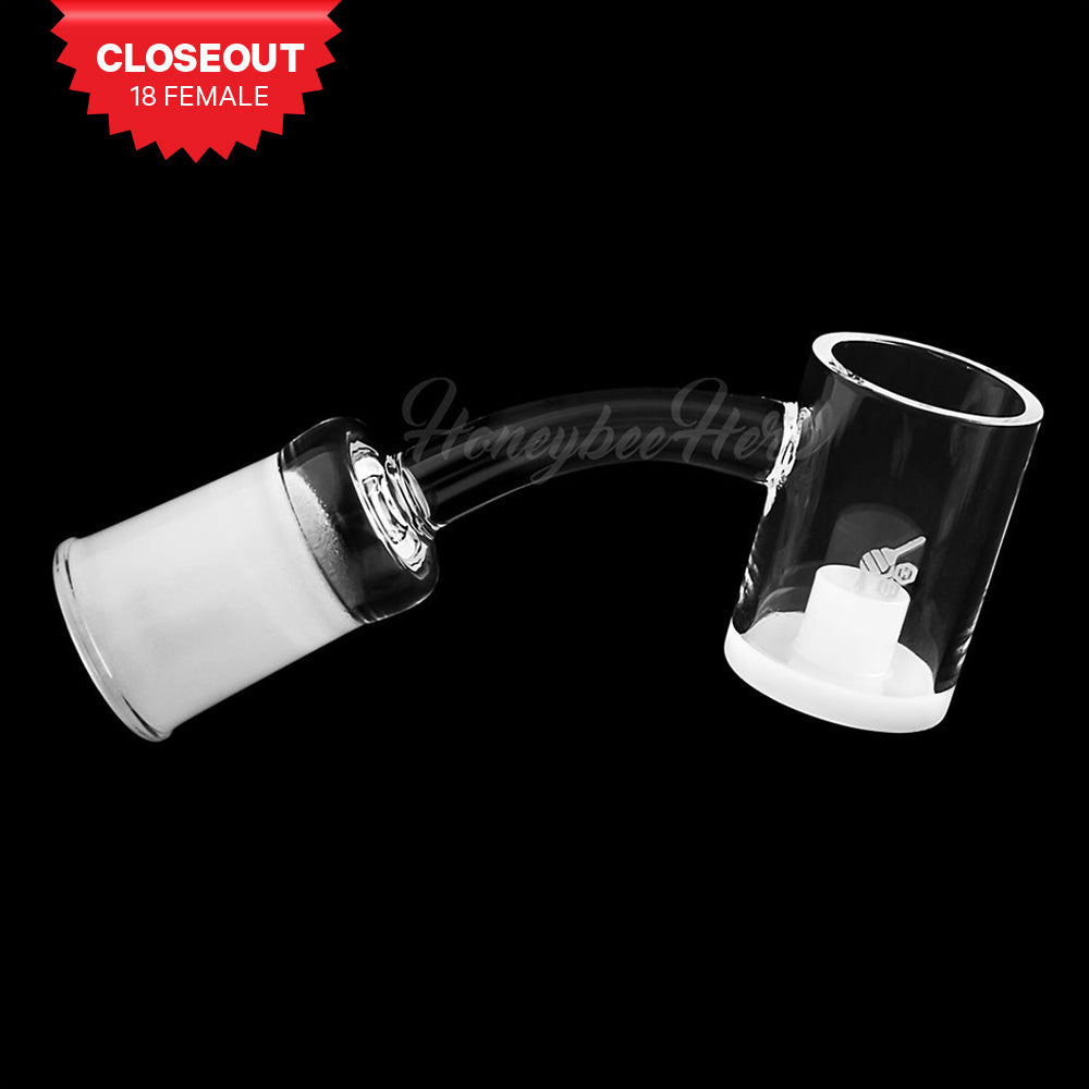 Honey & Milk Core Reactor Quartz Banger at 45° angle, 18mm female joint, clear design, for dab rigs