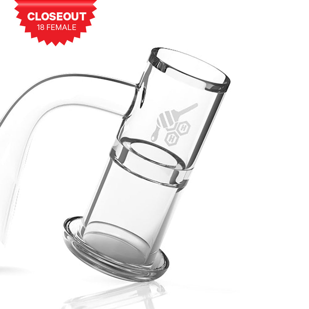 Honeybee Herb Honeysuckle XL Quartz Banger, 90° Degree, 18mm Female Joint, Clear View