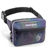 HUMAN SUCKS Reflect Fanny Pack with Adjustable Strap and Zippered Pockets - Front View
