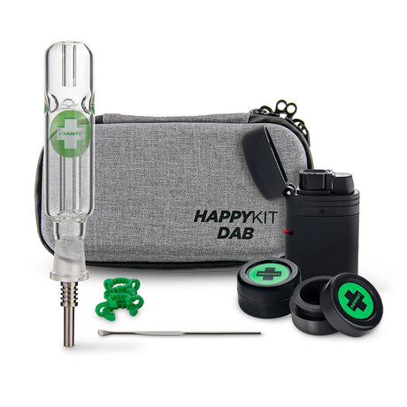 The Happy Dab Kit - Gray Case with Glass Dab Rig, Torch, and Accessories