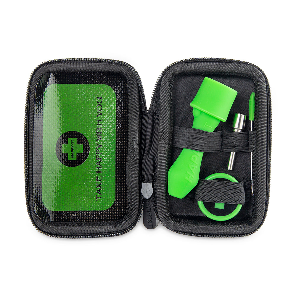 Happy Kit Dab Kit Mini - Open Case View with Dabbing Tools and Silicone Containers