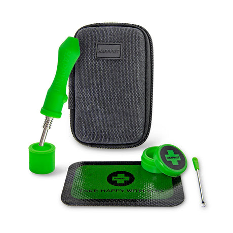 Happy Kit Dab Kit Mini in black with dab tool, silicone containers, and mat - front view