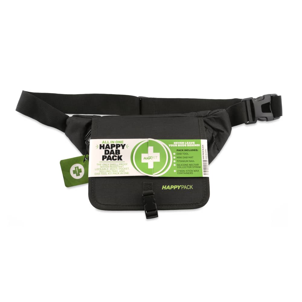 Happy Pack DAB by Happy Kit - Black Portable Dabbing Pouch with Straps - Front View