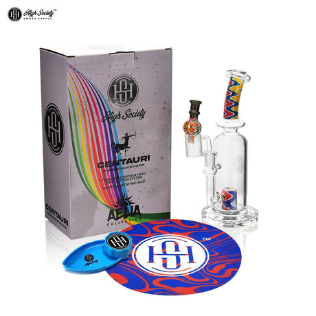 High Society Centauri Daily Driver Bundle with glass bong and accessories on white background