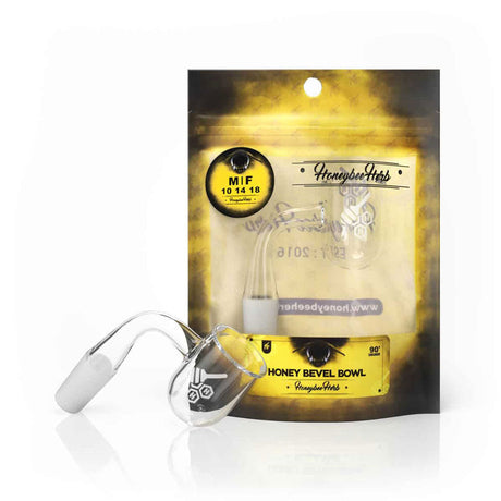 Honeybee Herb Quartz Banger with 90° Joint - Clear, 25mm Flat Top Design