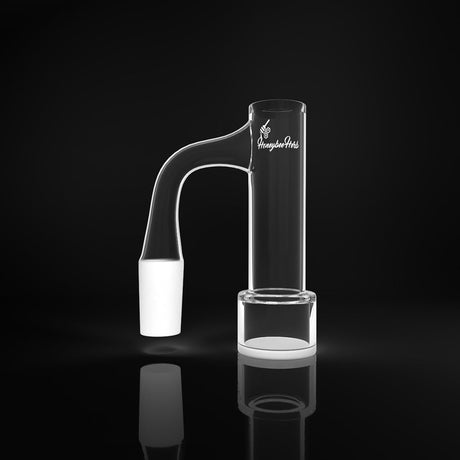 Honey Boiler Quartz Banger by Honeybee Herb, 90° Angle, 14mm Male Joint, Clear, Side View