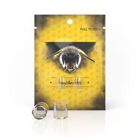 Honeybee Herb Quartz Dishes, 15mm, clear quartz dabbing dishes on white background