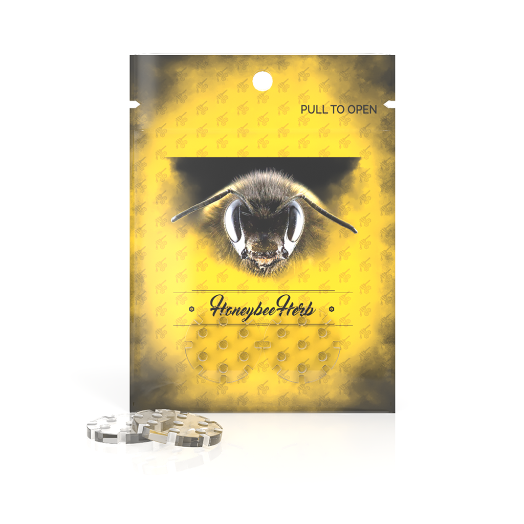Honeybee Herb Honey Disc Quartz Dab Tool, 2 Pack, Front View on Branded Packaging