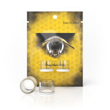 Honeybee Herb Honey & Milk Quartz Dishes, 20mm, clear, for dab rigs, front view on branded package