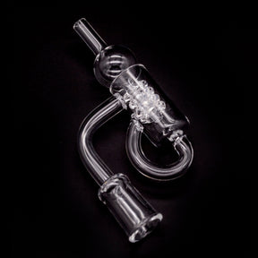 Honeybee Herb Recycler Quartz Banger, 14mm Female, Clear, 90 Degree on Black