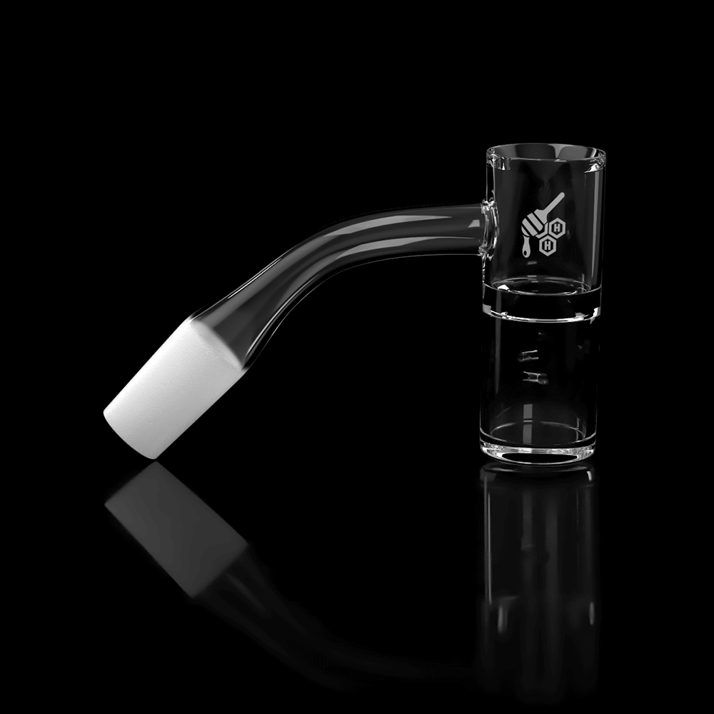 Honeybee Herb Honey Well Quartz Banger at 45° angle, clear, 25mm flat top for dab rigs