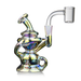 MJ Arsenal Hydra Mini Dab Rig in Iridescent Finish with 90 Degree Banger Hanger, Front View