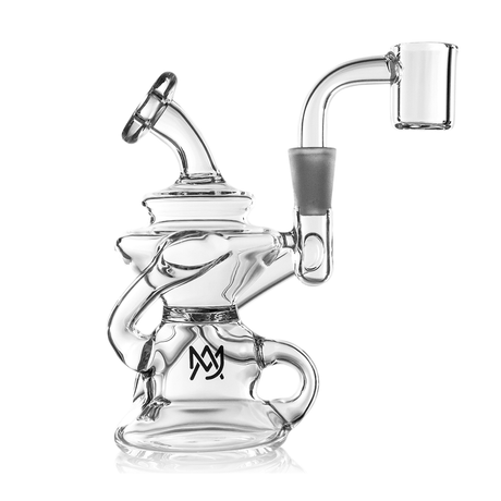 MJ Arsenal Hydra Mini Dab Rig clear variant, compact design with banger hanger, front view on white background
