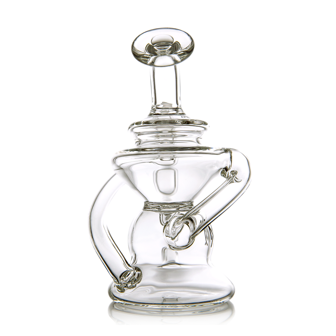 MJ Arsenal Hydra Mini Dab Rig - Clear Borosilicate Glass - Front View with Recycler Design