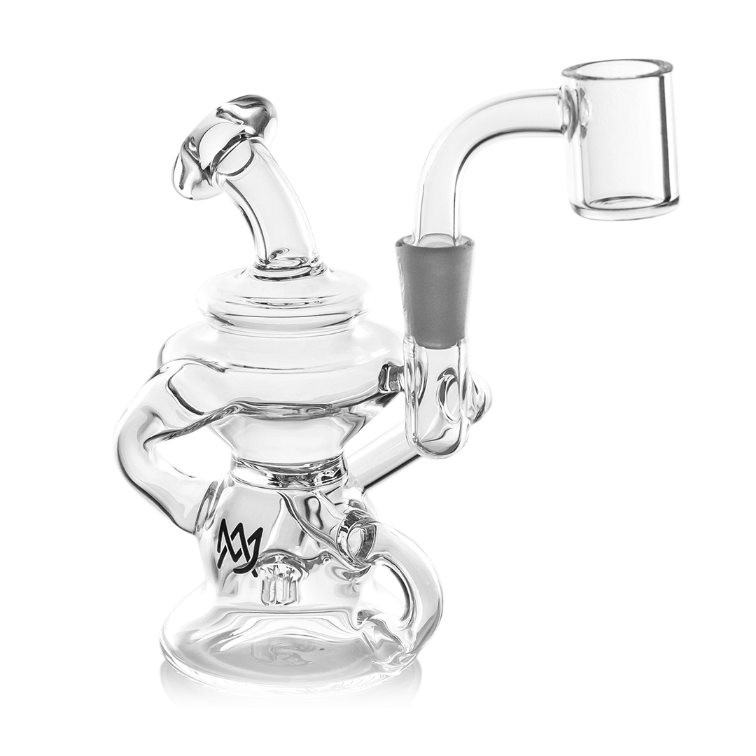 MJ Arsenal Hydra Mini Dab Rig, Clear Borosilicate Glass, 90 Degree 10mm Joint, Front View