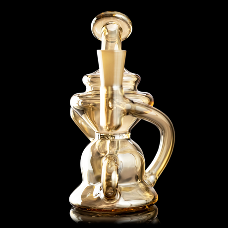 MJ Arsenal Gold Hydra Mini Rig - Compact 90 Degree Joint - Front View on Black Background