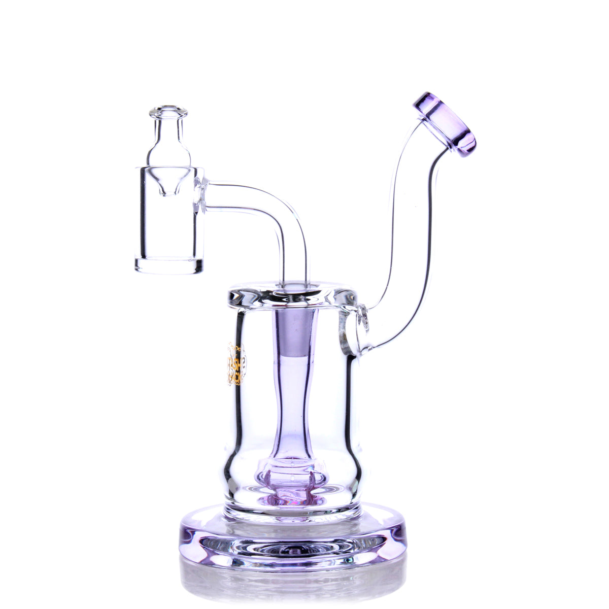 HydroBarrel Mini Rig - Purple Borosilicate Glass Dab Rig with Showerhead Percolator - Front View