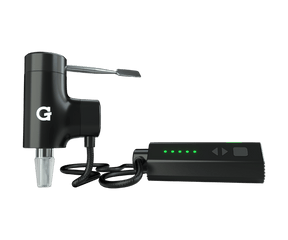 G Pen Hyer Vaporizer with sleek black design and LED battery indicator, side view on white background