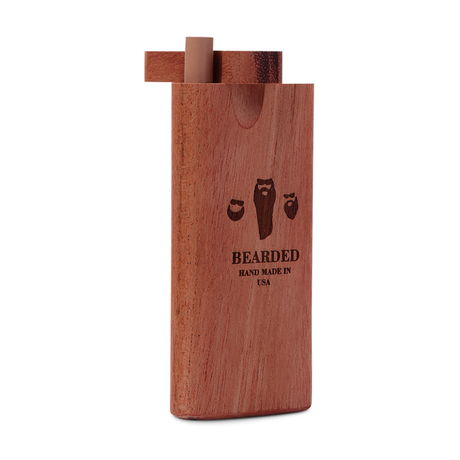 Bearded Distribution Wood Dugout with Glass One-Hitter, African Mahogany, Front View