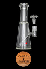 Canada Puffin Polaris 8.5" Water Pipe front view with clear glass and maple leaf detail