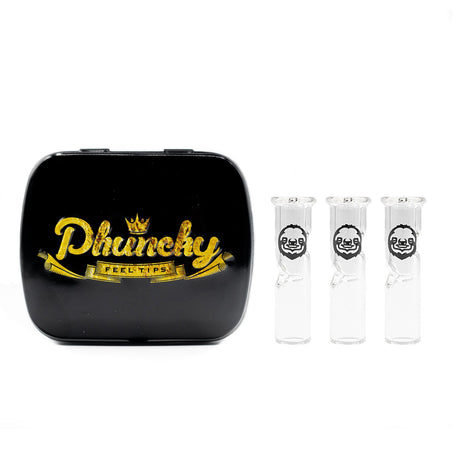 Cypress Hill's Phuncky Feel Tips - 8mm Classic Clear Glass Tips 3 Pack with Logo Case