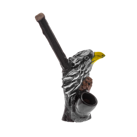 Medusa Customs Eagle Head Hand Carved Pipe, Side View with Intricate Detailing