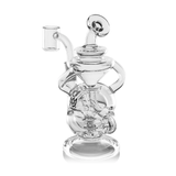 MJ Arsenal Infinity Mini Dab Rig with clear glass and banger hanger design, front view on white background