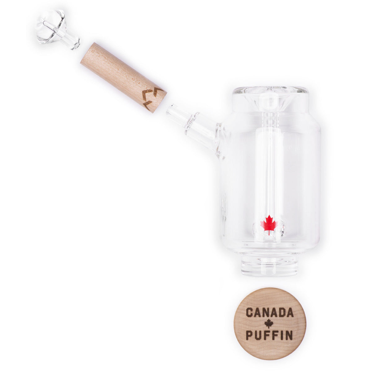 Canada Puffin Arctic Bubbler - Clear Glass with Maple Leaf Emblem