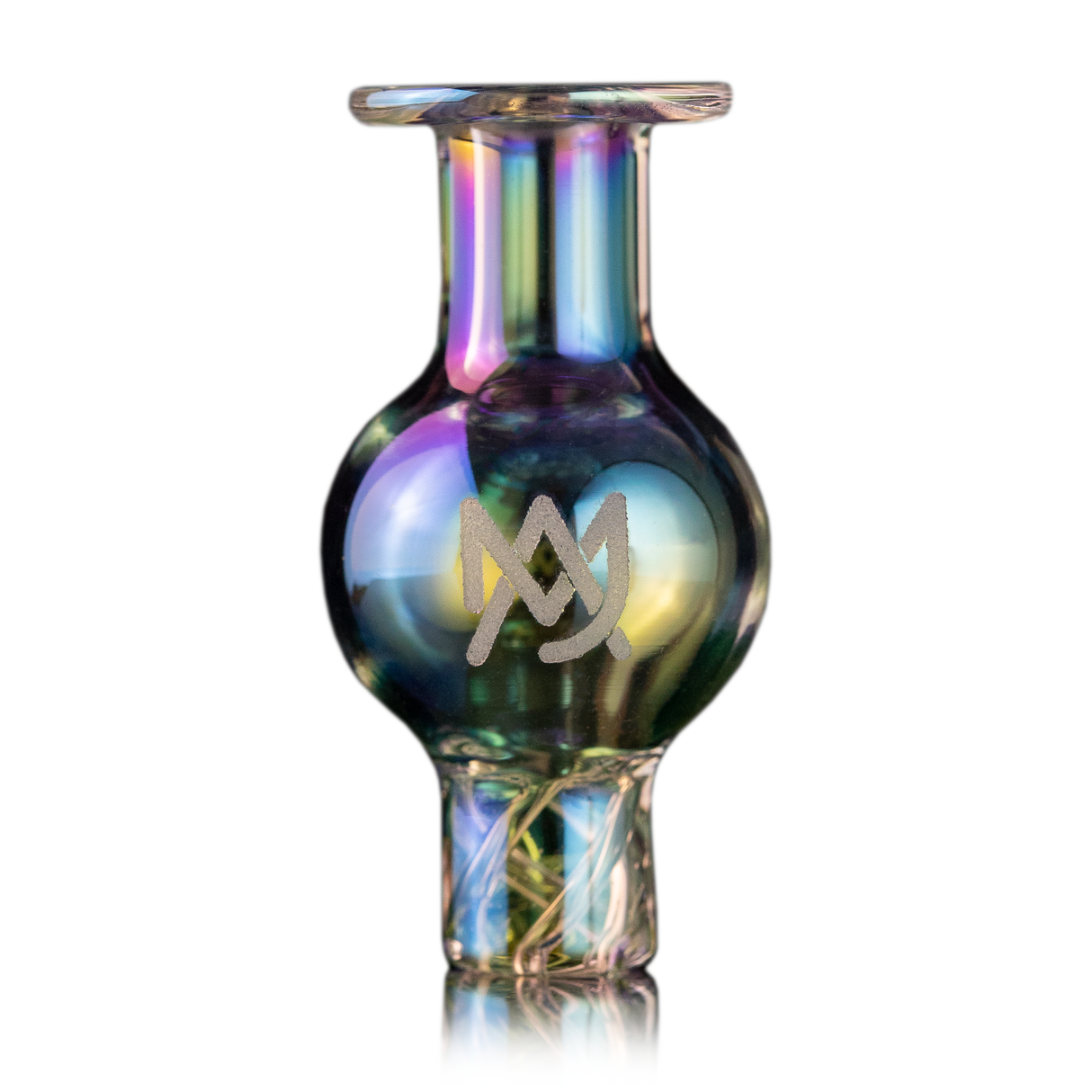 MJ Arsenal Iridescent Spinner Carb Cap for Dab Rigs - Front View on White Background