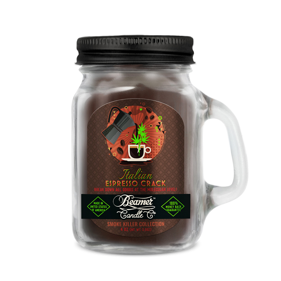 Beamer Candle Co. Mini 4oz Italian Espresso Crack Candle in a Mason Jar Design