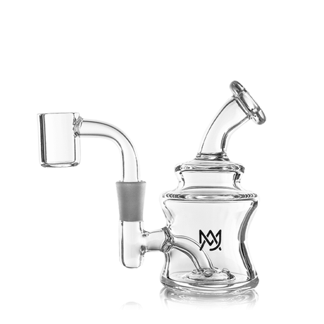 MJ Arsenal Jammer Mini Dab Rig front view, clear borosilicate glass, 10mm 90-degree joint