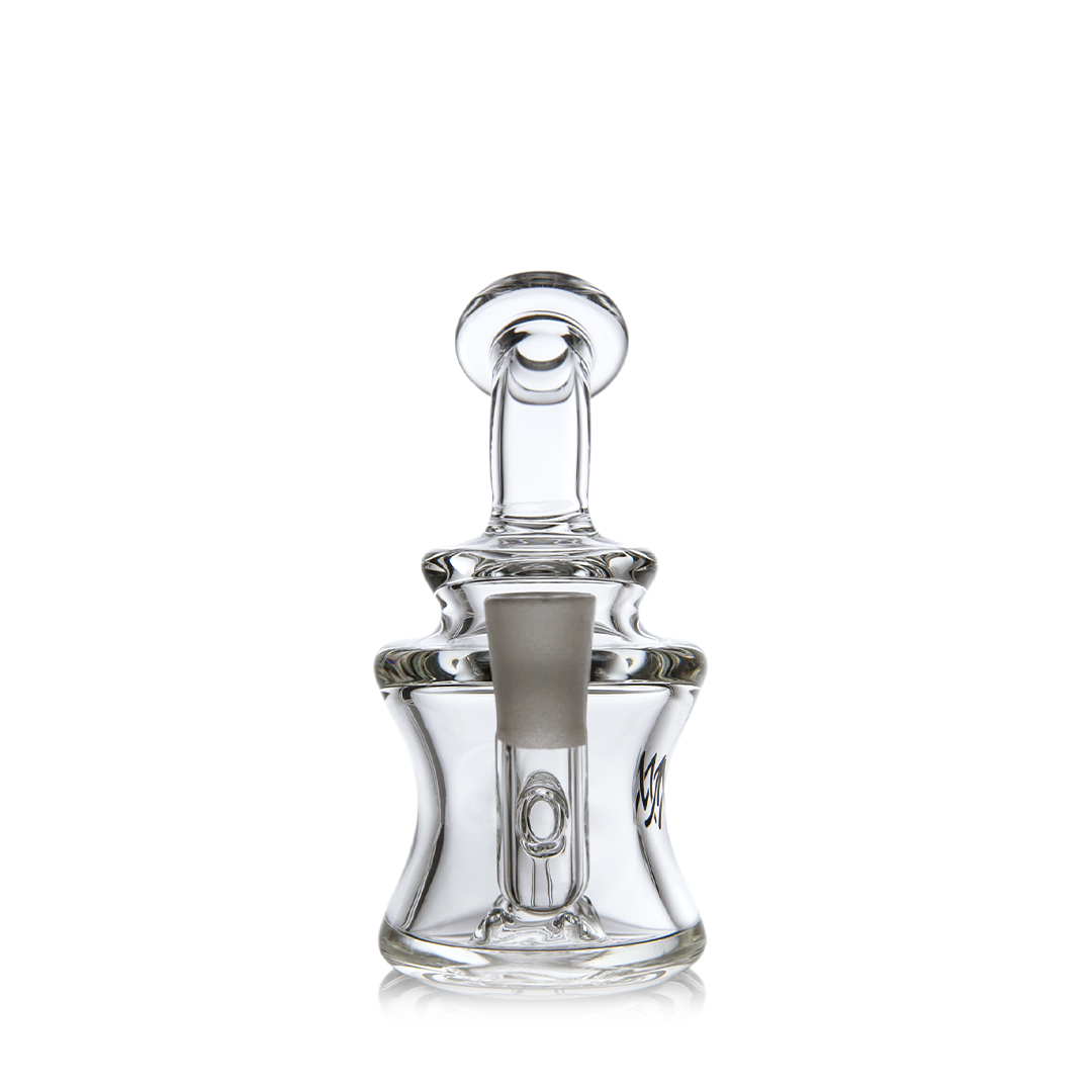 MJ Arsenal Jammer Mini Dab Rig front view, clear borosilicate glass with 10mm female joint