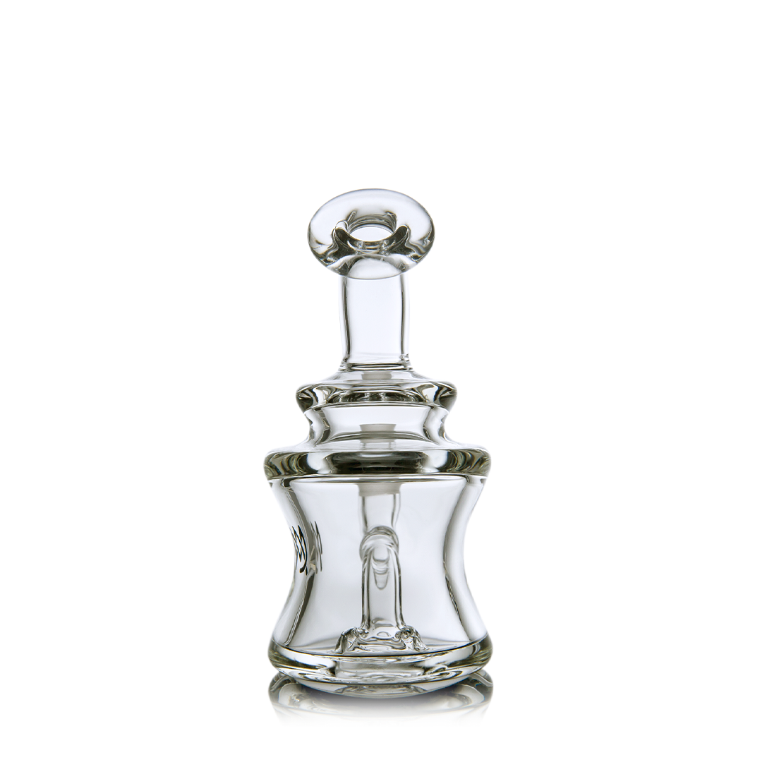 MJ Arsenal Jammer Mini Dab Rig, clear borosilicate glass, 4" height, 90-degree joint, front view