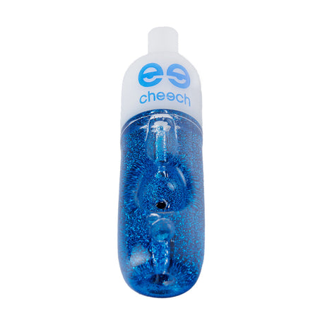 Cheech Glass 4.5" Glycerin Glitter Pipe, Blue, Front View on Seamless White Background