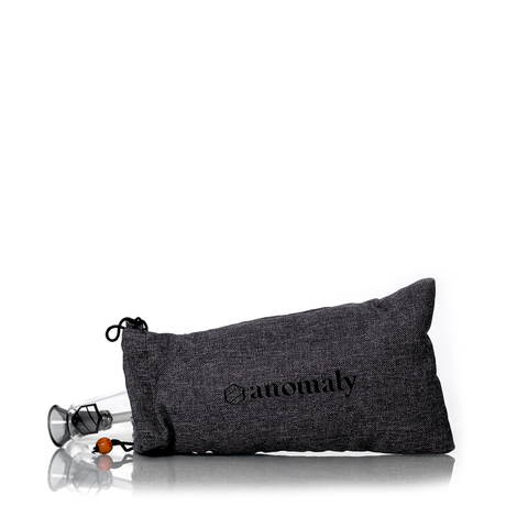Anomaly Drift 6" Bubbler with Percolator beside Carrying Bag on White Background