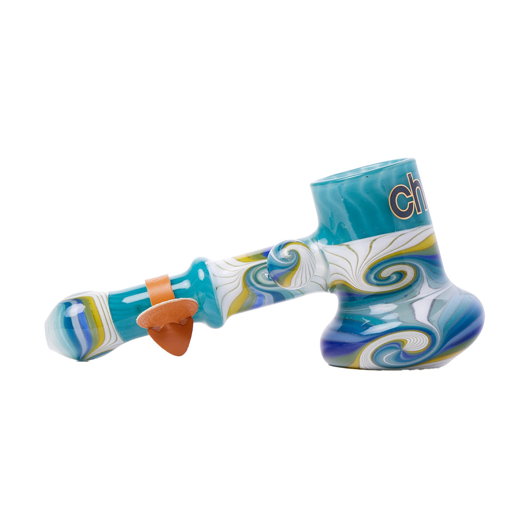 Cheech Glass Wig Wag Bubbler with Swirl Design - Side View on White Background