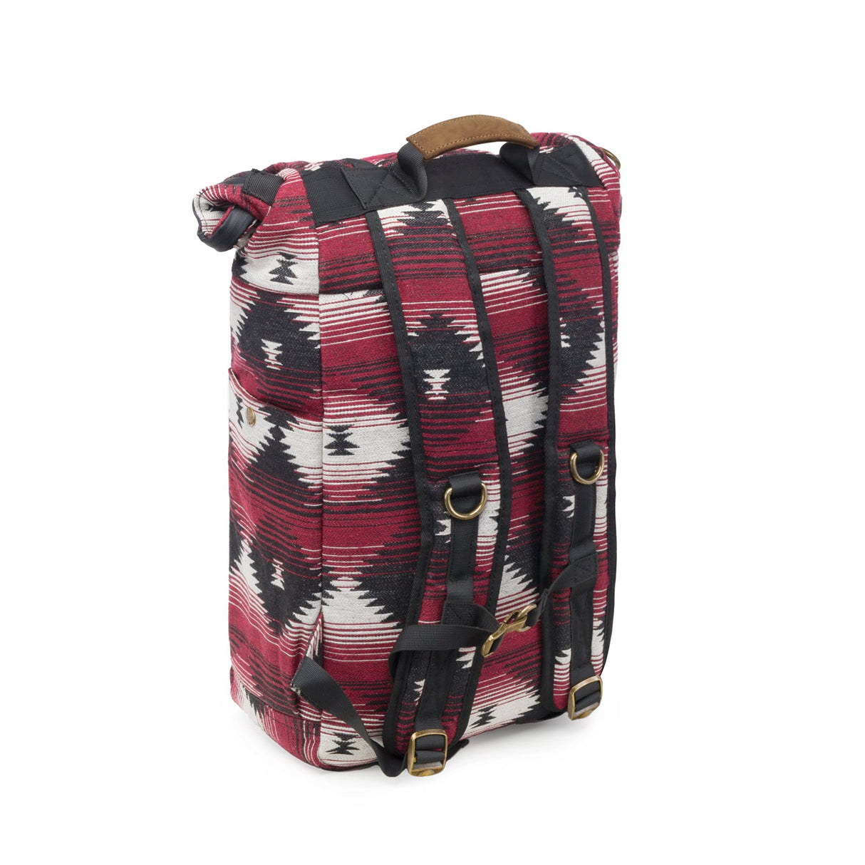 Revelry Supply The Drifter - Smell Proof Rolltop Backpack with red plaid design, side view