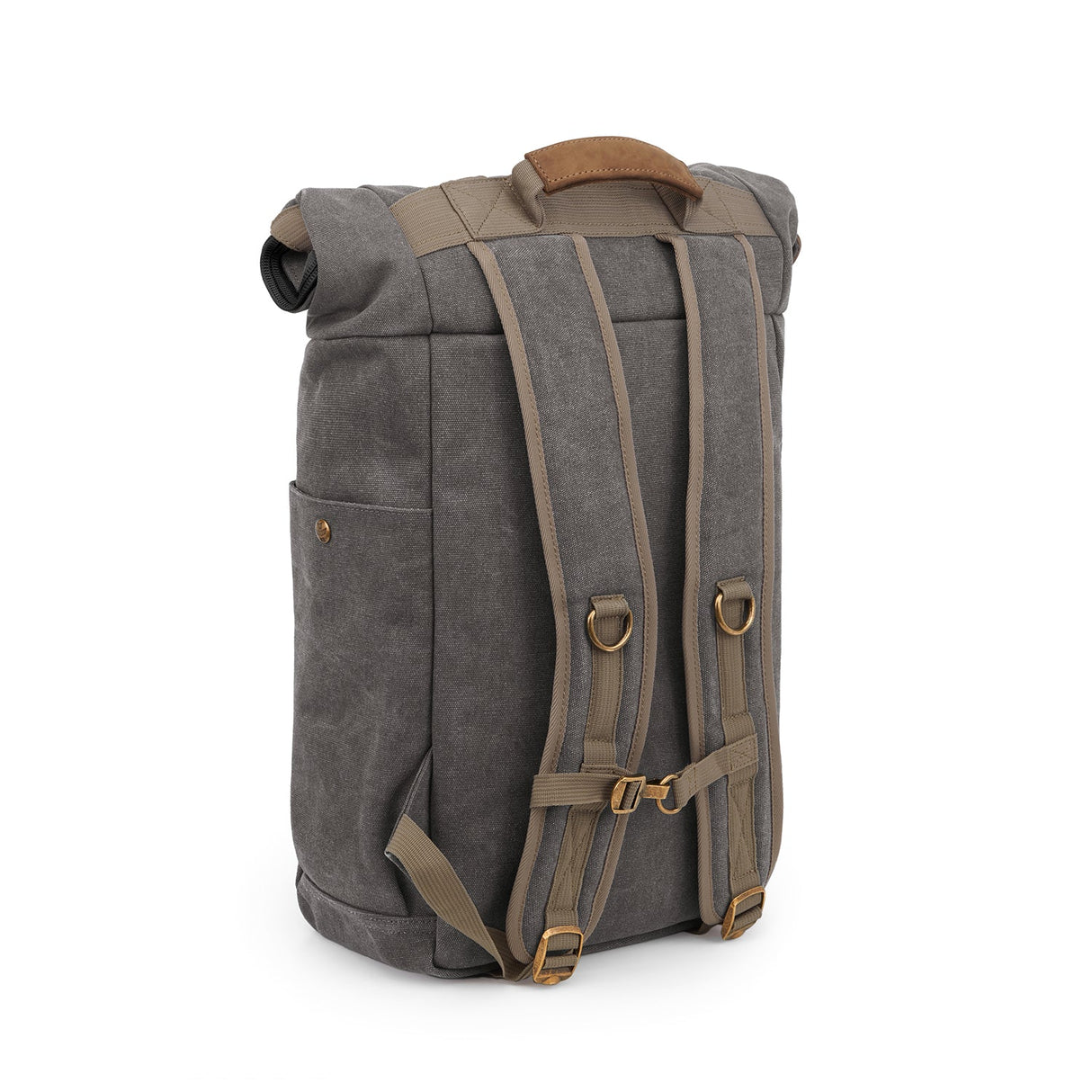 Revelry Supply 'The Drifter' - Smell Proof Rolltop Backpack in Gray - Rear View
