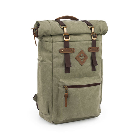 Revelry Supply 'The Drifter' Smell Proof Rolltop Backpack in Sage - Front View
