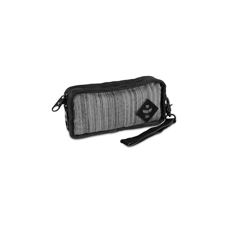Revelry Supply 'The Gordito' Smell Proof Padded Pouch in Dark Striped Grey, Side View