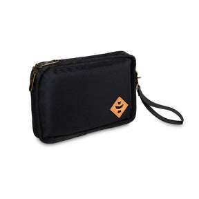 Revelry Supply 'The Gordo' Black Smell Proof Padded Pouch with Wrist Strap - Front View