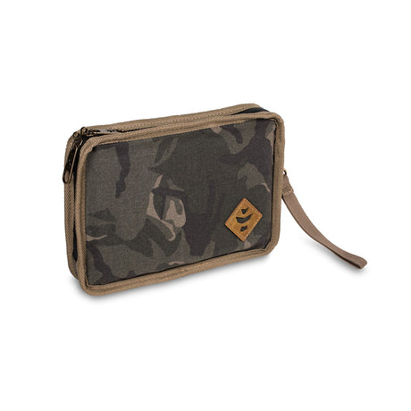 Revelry Supply 'The Gordo' smell-proof padded pouch in camo, front view on white background