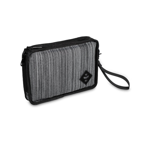 Revelry Supply 'The Gordo' Dark Striped Grey Smell Proof Padded Pouch - Front View